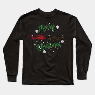 Gun Pilot - AH-64D Apache Reindeer Merry Christmas Long Sleeve T-Shirt